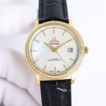 Omega 39MM Stainless Steel Mechanical Movement Cawhide Leather Strap Men Watch